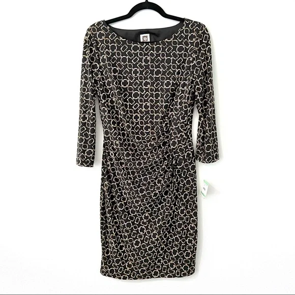 slim fit dress slacks Black and Gold Chain Dress S / Black main image 0